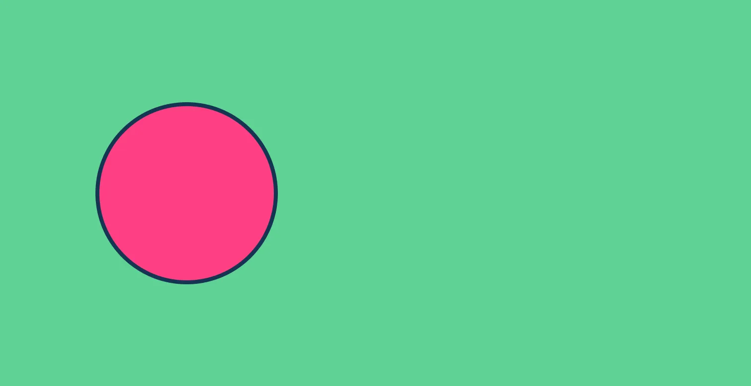 example of contrast in design using a bright red circle on a bright green background