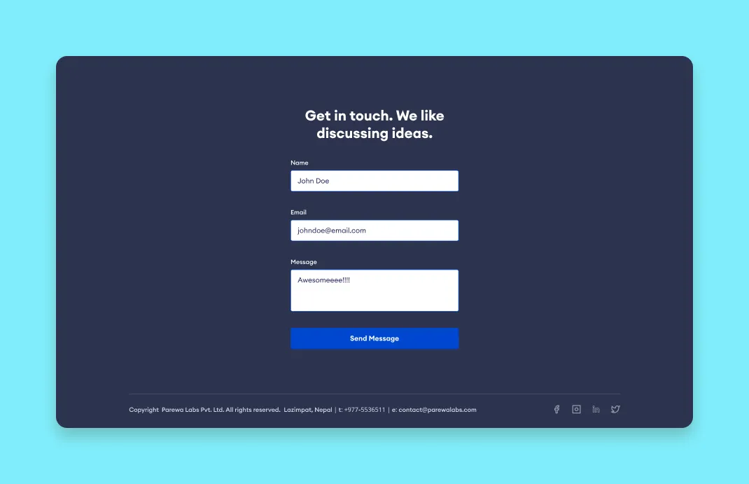 Final design for the footer.