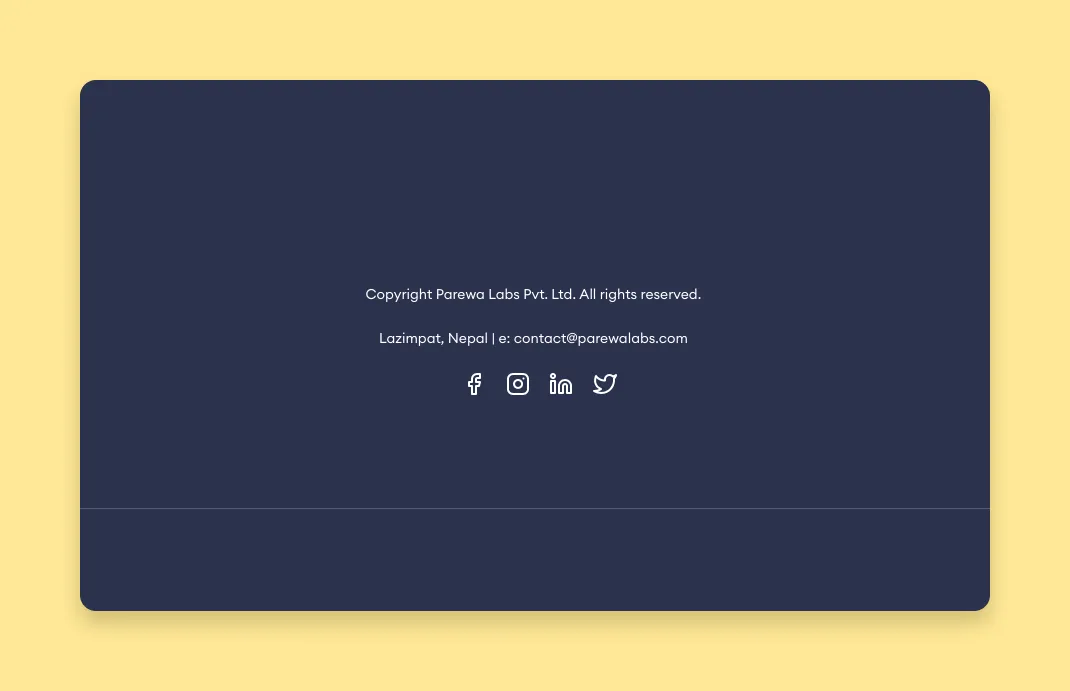 Footer design that was implemented.