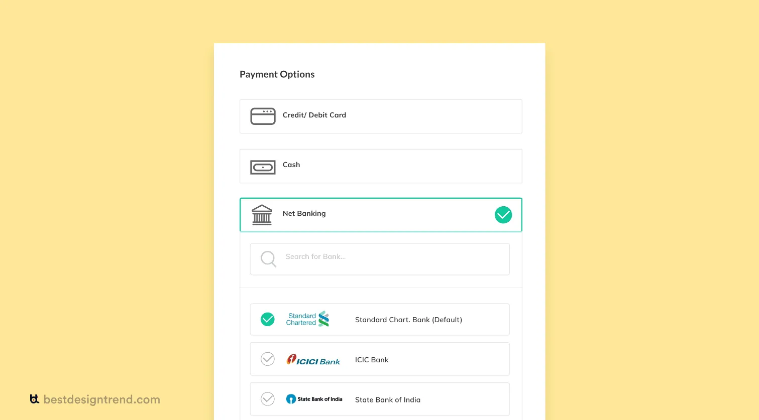 always priortize user's choice like giving default choices for payment methods