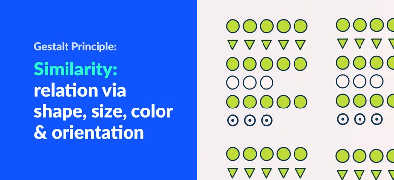 Gestalt Principle: Similarity (Associating relatedness from shape, size, color & orientation)