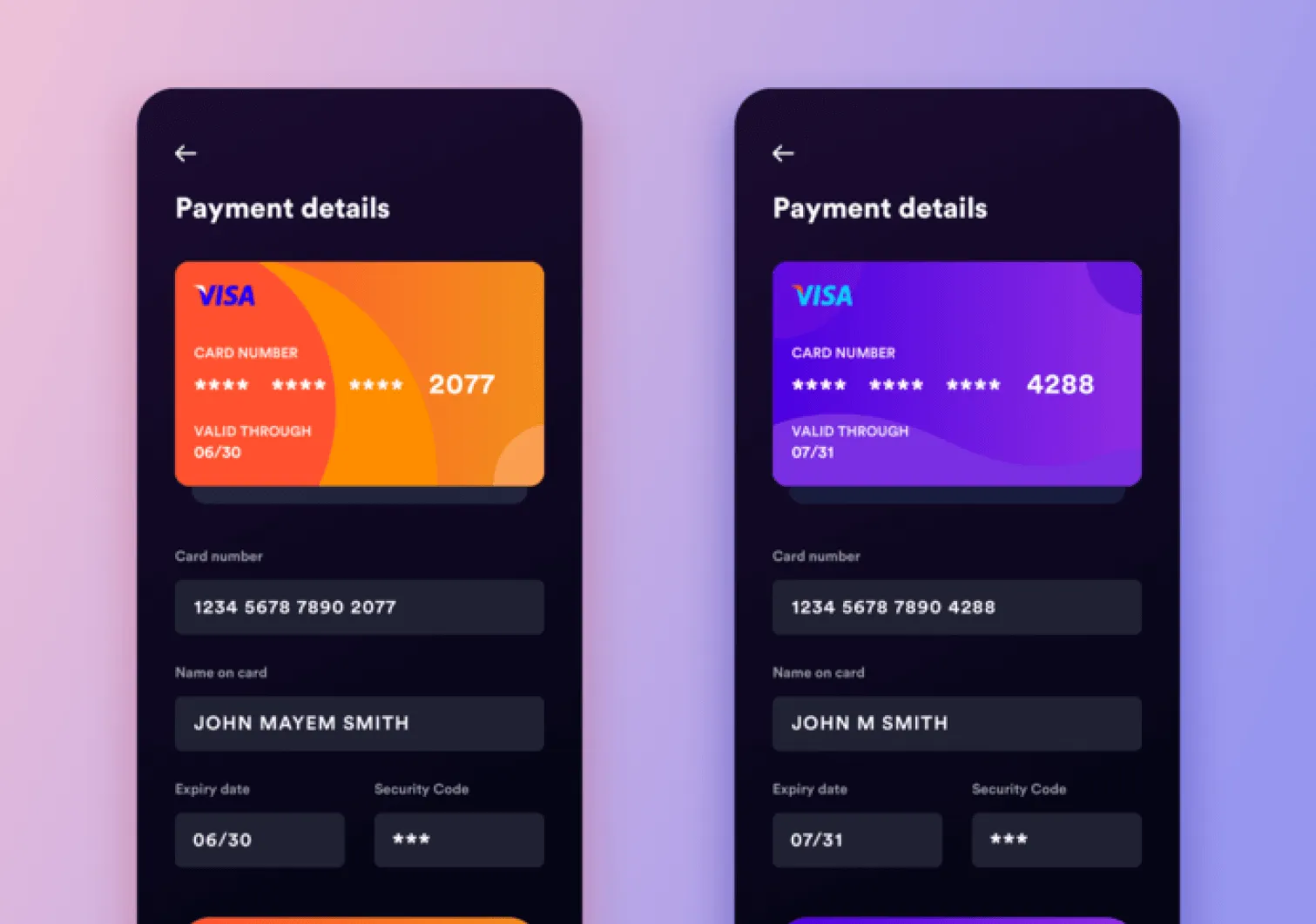 chunking example in UI: credit card number