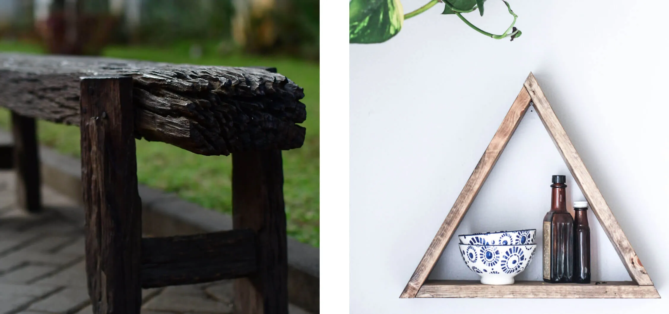 using old weathered wood for furniture in wabi-sabi interior design